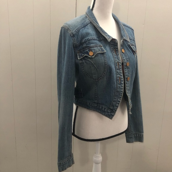 VTG LEVIS Sz M Crop Denim Jacket - Picture 2 of 11